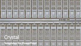  Presentation with storage - Beautiful slide set featuring servers librares - storage area network hard drives backdrop and a gray colored foreground