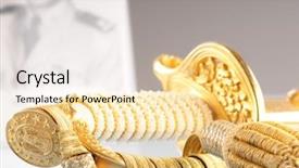  Presentation with old photo - PPT theme featuring memorial service - old military sword and veteran's background and a lemonade colored foreground