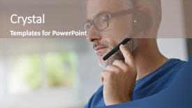  Presentation with pink home office - PPT theme featuring computer self service - sales representative teleworking from home-office background and a coral colored foreground