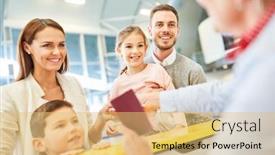  Presentation with family children - Slides enhanced with service-agent-at-the-check background and a yellow colored foreground