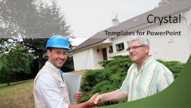  Presentation with shaking hands - Colorful PPT layouts enhanced with service agreement - entrepreneur and client shaking hands backdrop and a light gray colored foreground