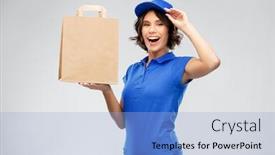  Presentation with food service - Presentation theme featuring service-and-job-concept-happy background and a light blue colored foreground