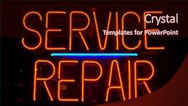  Presentation with repair - Cool new PPT theme with service and repair neon sign backdrop and a wine colored foreground