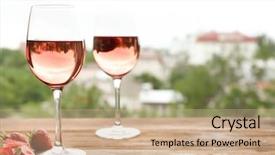  Presentation with service anniversary - Audience pleasing theme consisting of service anniversary - glasses of delicious strawberry wine backdrop and a coral colored foreground