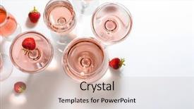  Presentation with service anniversary - PPT theme having service anniversary - many glasses of strawberry wine background and a soft green colored foreground