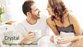  Presentation with festival coffee - Colorful slide deck enhanced with service anniversary - picture of young couple drinking backdrop and a lemonade colored foreground