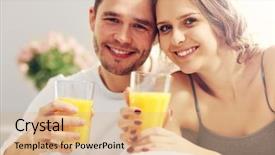  Presentation with good morning couple bed - PPT layouts consisting of service anniversary - picture of young couple eating background and a lemonade colored foreground