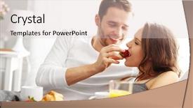  Presentation with breakfast - Slide deck consisting of service anniversary - picture of young couple eating background and a lemonade colored foreground