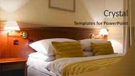  Presentation with bed hotel - Cool new presentation theme with service apartment - double bed hotel room backdrop and a coral colored foreground