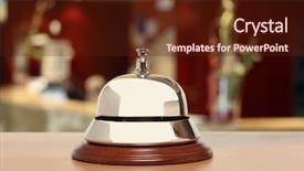  Presentation with bell service - Audience pleasing PPT theme consisting of service bell at the hotel backdrop and a tawny brown colored foreground