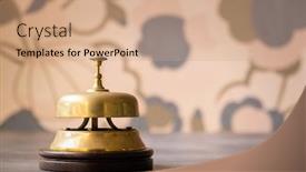  Presentation with bell service - Beautiful presentation theme featuring service-bell-on-vintage-background backdrop and a coral colored foreground