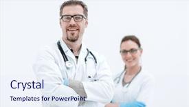  Presentation with teamwork nurse doctor - Audience pleasing presentation theme consisting of service blueprint - doctor and nurse backdrop and a sky blue colored foreground