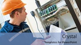  Presentation with video surveillance - Colorful slide deck enhanced with service blueprint - electrician worker adjusting video surveillance backdrop and a teal colored foreground