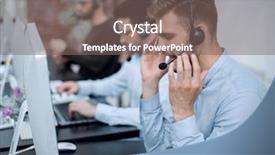  Presentation with employees - Audience pleasing PPT layouts consisting of service blueprint - employees with a headset backdrop and a gray colored foreground