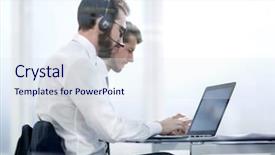  Presentation with managers - PPT theme consisting of service blueprint - managers of the company working background and a sky blue colored foreground