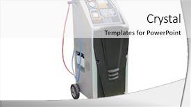  Presentation with conditioner - Presentation theme with young smiling beautiful woman decorating a christmas tree on christmas eve at home background and a gray colored foreground.