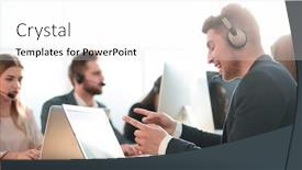  Presentation with customer service - Cool new theme with service-center-employee-uses backdrop and a white colored foreground