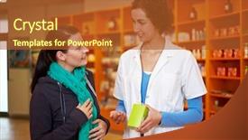  Presentation with pharmacy management people - Slide set consisting of service clientele - customer with flu talking background and a red colored foreground