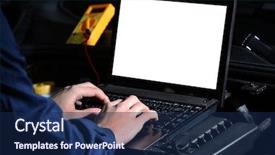  Presentation with car service - Theme consisting of service close-up car diagnostic background and a navy blue colored foreground