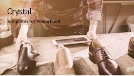  Presentation with computer workshop - Slide set with service culture - cobbler using a tablet computer background and a coral colored foreground