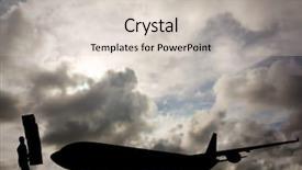  Presentation with sky blue - Presentation theme with service delivery - portrait of courier man balancing background and a lemonade colored foreground