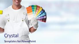  Presentation with painting walls paint roller - Amazing slide set having service design - painter with painting roller backdrop and a sky blue colored foreground