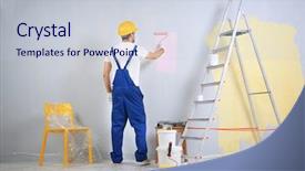  Presentation with painting - Cool new presentation with service design - young worker painting wall backdrop and a lemonade colored foreground