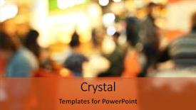  Presentation with food service - Audience pleasing PPT theme consisting of service design food shop - blurred view of people sitting backdrop and a  colored foreground