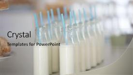 Presentation with two plastic bottles milk - Slides having service design food shop - bottles with milk and straws background and a  colored foreground
