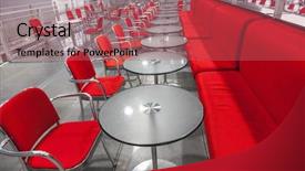  Presentation with chairs - PPT theme consisting of service design food shop - chairs in cafe background and a  colored foreground