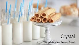  Presentation with design milk - Beautiful PPT theme featuring service design food shop - rolls with condensed milk backdrop and a  colored foreground