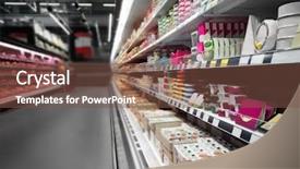  Presentation with products supermarket - Slides having service design food shop - supermarket shelves with dairy products background and a tawny brown colored foreground