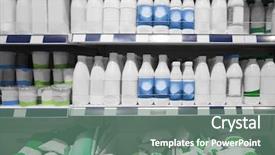  Presentation with products supermarket - Cool new slides with service design food shop - supermarket shelves with dairy products backdrop and a  colored foreground