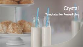  Presentation with milk in bottle - Presentation design enhanced with service design food shop - table with bottles of milk background and a  colored foreground