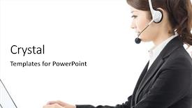  Presentation with customer service - Slide set enhanced with 1 customer service - beautiful asian business operator isolated background and a white colored foreground