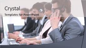  Presentation with workplace - Presentation theme enhanced with management care - colleagues call centre workplace background and a light gray colored foreground