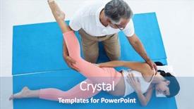  Presentation with physiotherapy - Cool new PPT theme with doctor examining and giving physiotherapy to pregnant woman backdrop and a teal colored foreground