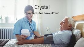  Presentation with concept high blood pressure used tablets and - PPT layouts featuring pressures life - nurse checking blood pressure background and a light gray colored foreground