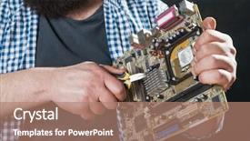  Presentation with motherboard - Slide deck enhanced with service engineer repair pc motherboard background and a coral colored foreground