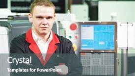  Presentation with service technician - PPT theme enhanced with service engineer worker at cnc background and a dark gray colored foreground