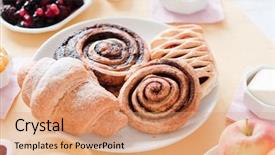  Presentation with food service - Beautiful PPT theme featuring service food beverages - breakfast backdrop and a  colored foreground