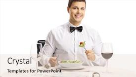  Presentation with food service - Amazing presentation theme having service food beverages - elegant man with a bow backdrop and a lemonade colored foreground