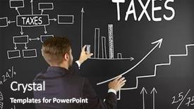  Presentation with tax - Amazing PPT theme having service governance model - tax concept back view backdrop and a dark gray colored foreground
