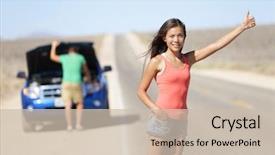  Presentation with car service - Colorful slides enhanced with service help on interstate highway backdrop and a soft green colored foreground