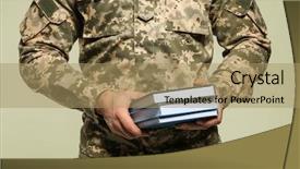  Presentation with service learning - Beautiful slides featuring service learning - cadet of military school backdrop and a coral colored foreground