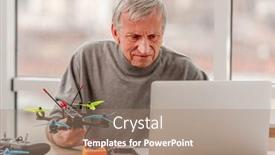  Presentation with holding hands - Colorful slide deck enhanced with service-man-holding-quadcopter backdrop and a coral colored foreground