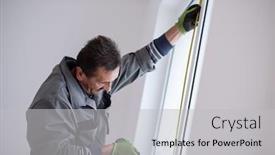  Presentation with tape - PPT layouts featuring service-man-installing-window background and a light gray colored foreground