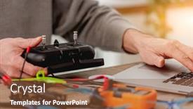  Presentation with quadcopter - PPT layouts with service-man-sitting background and a tawny brown colored foreground