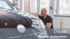  Presentation with car service - Theme having service-man-washing-car-before background and a  colored foreground