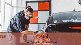  Presentation with car service - Slide deck enhanced with service-man-washing-car-before and a red colored foreground